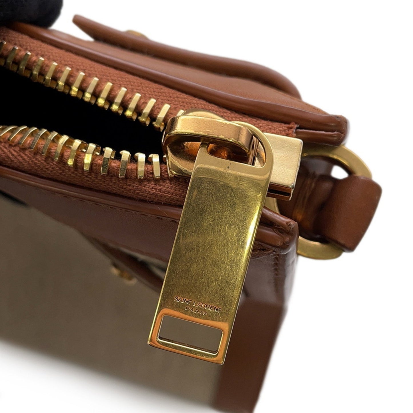 Saint Laurent Sac de jour, "BEIGE, BROWN", "CANVAS, LEATHER", tote
