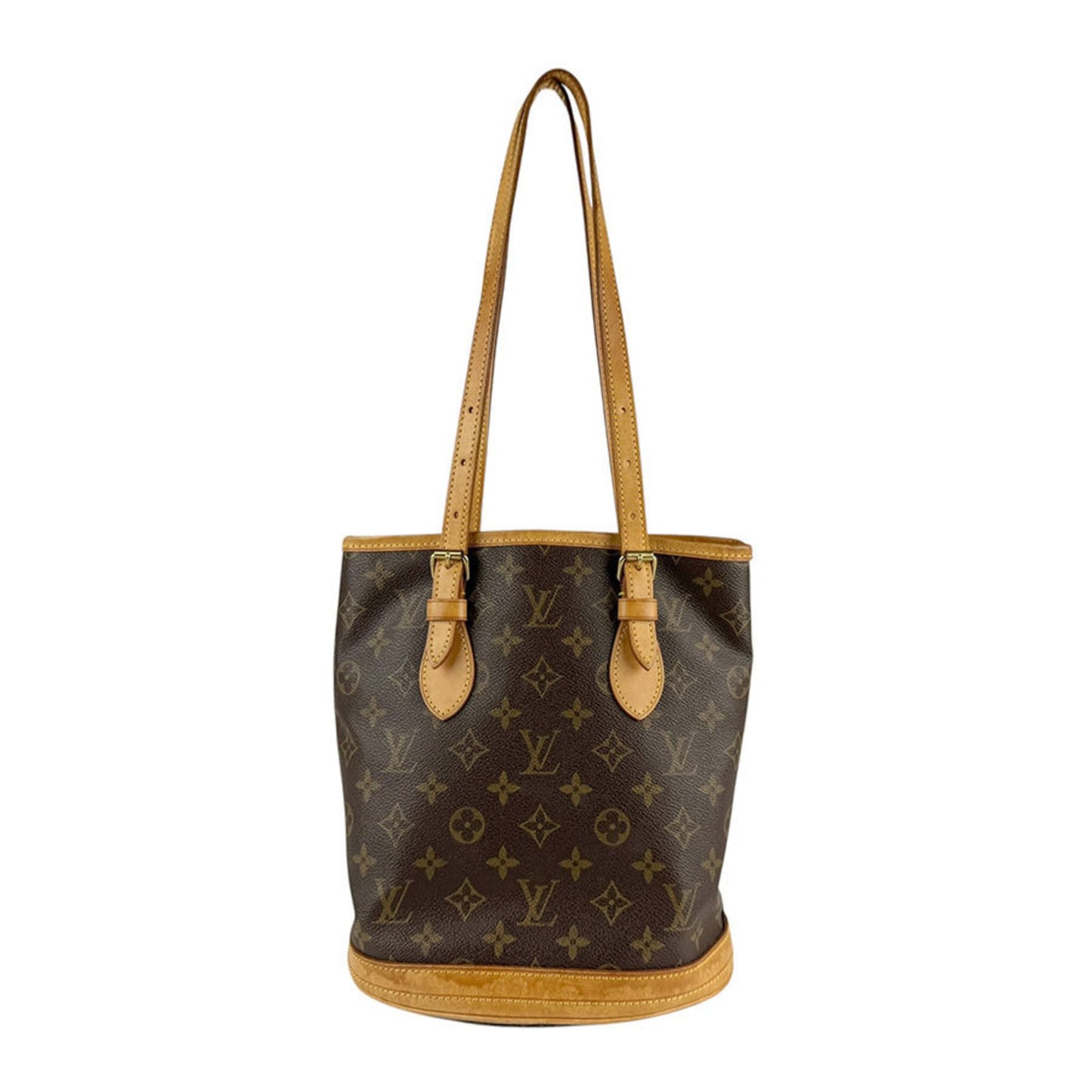Louis Vuitton Bucket PM, Brown, Canvas, shoulder