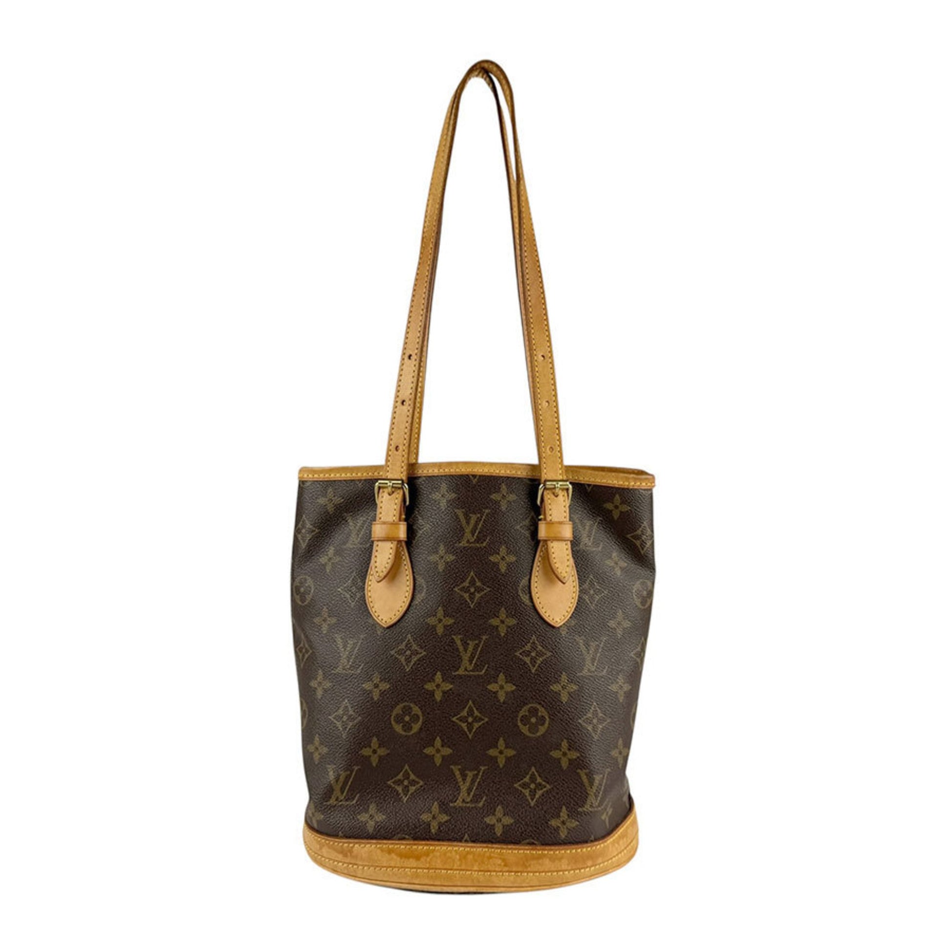 Louis Vuitton Bucket PM, Brown, Canvas, shoulder