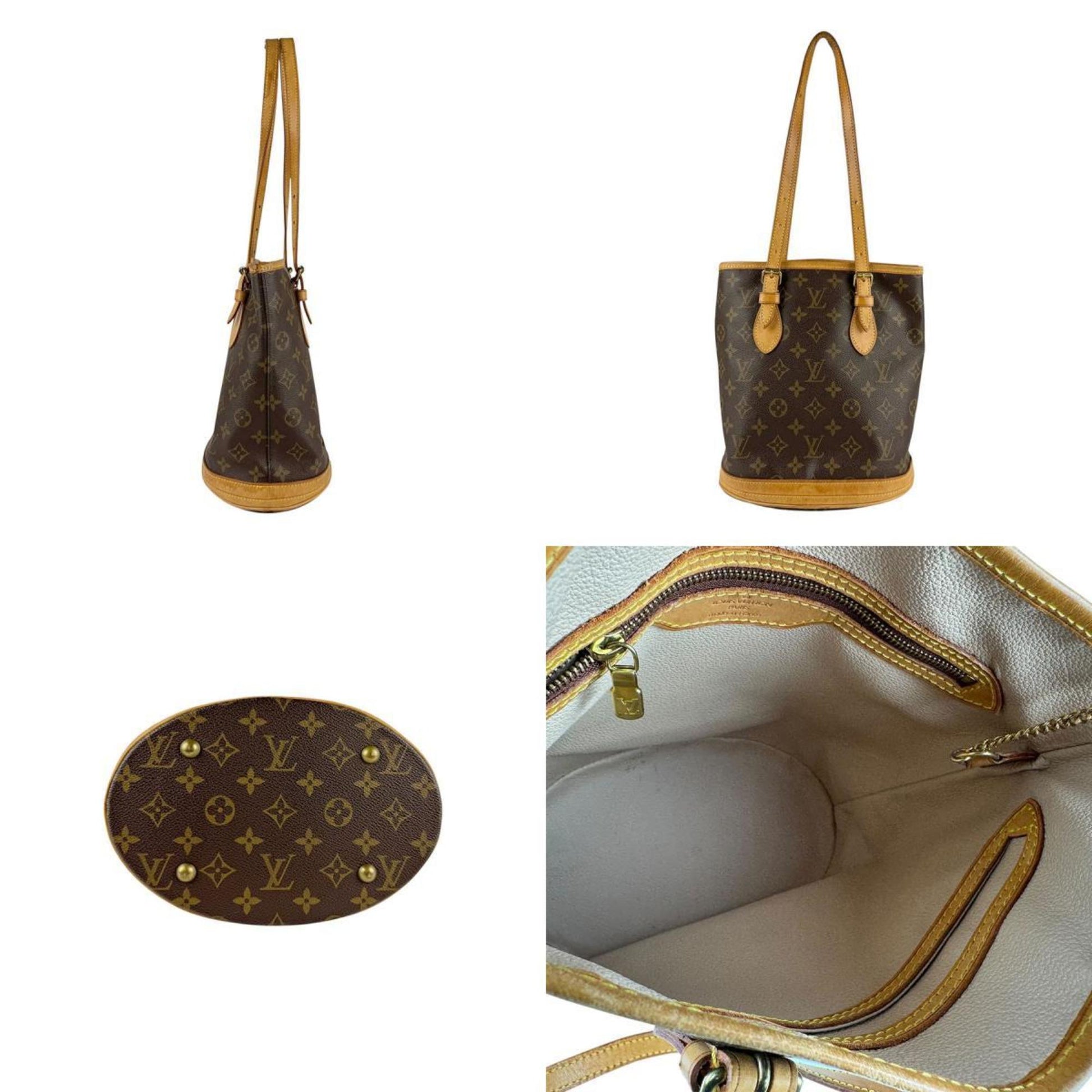 Louis Vuitton Bucket PM, Brown, Canvas, shoulder