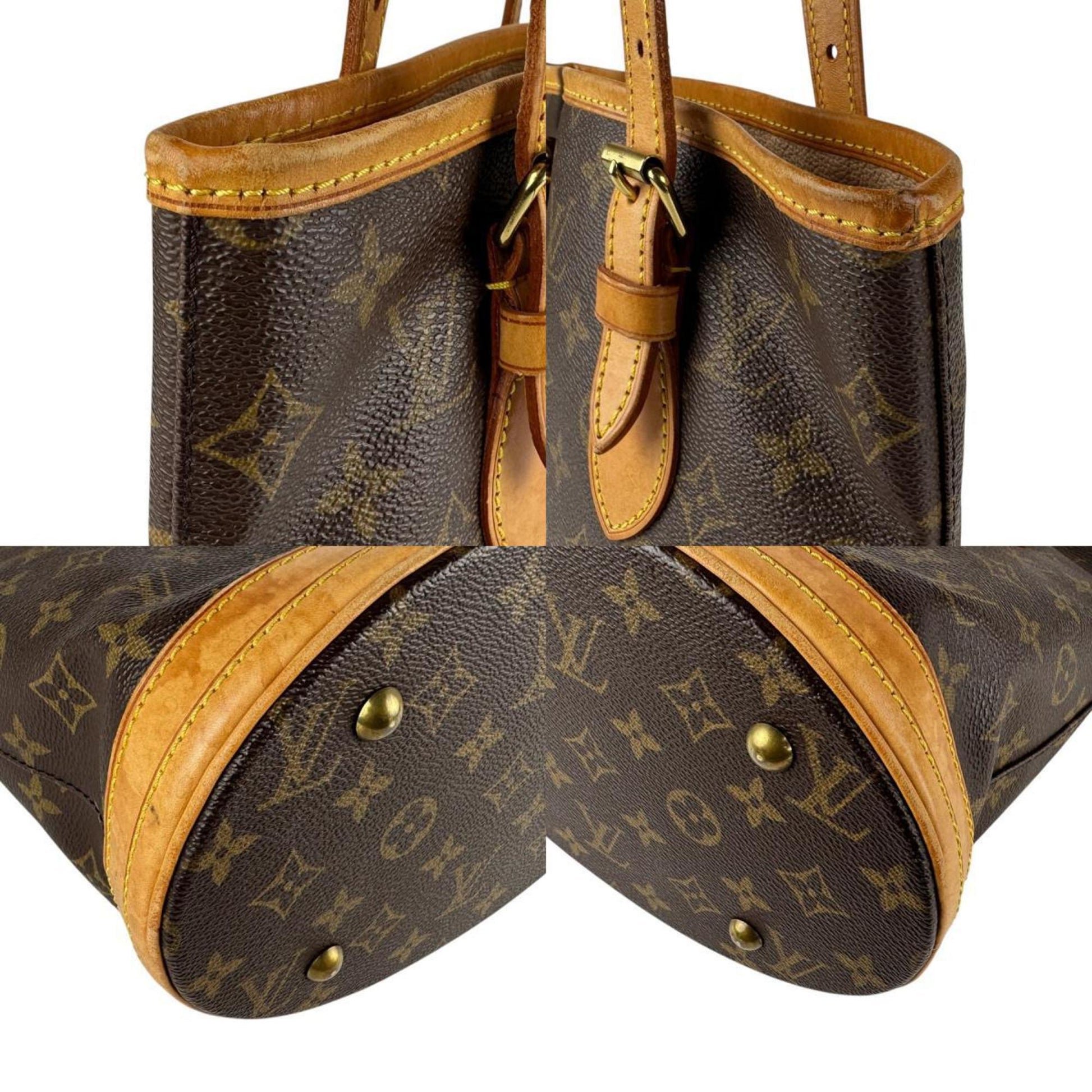 Louis Vuitton Bucket PM, Brown, Canvas, shoulder