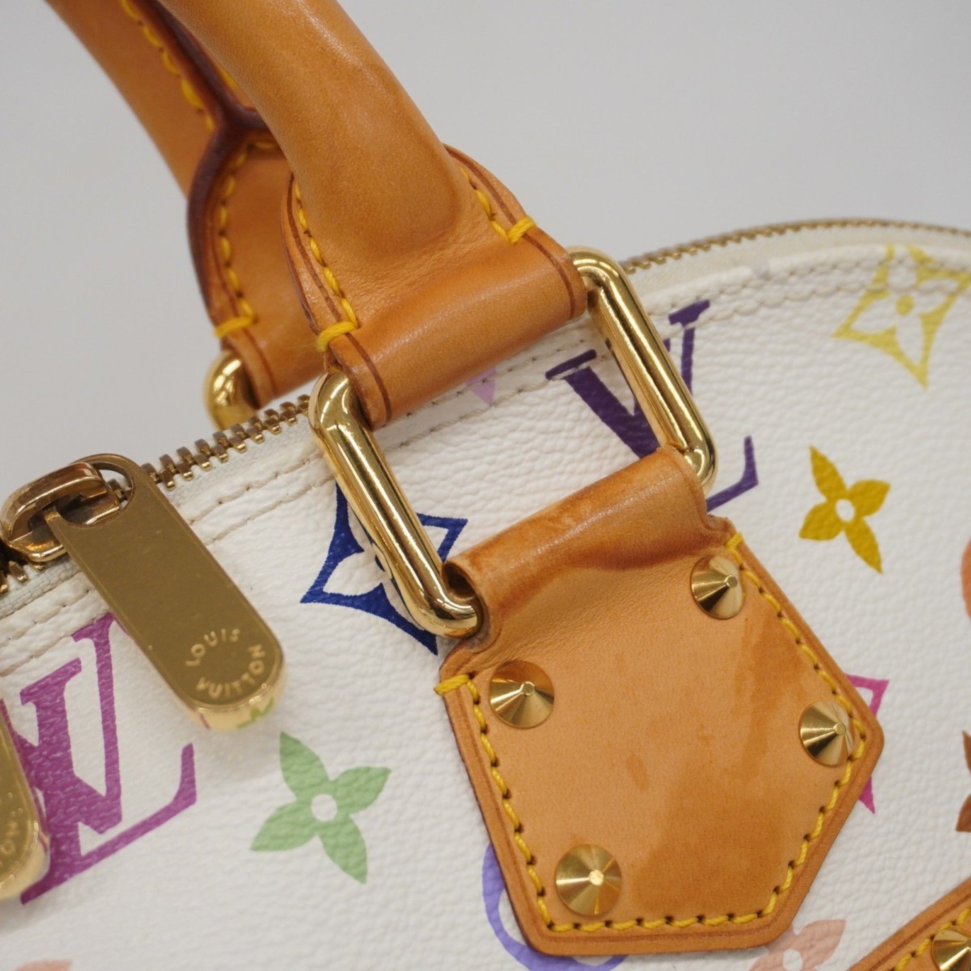 Louis Vuitton Alma, White, Canvas, handbag