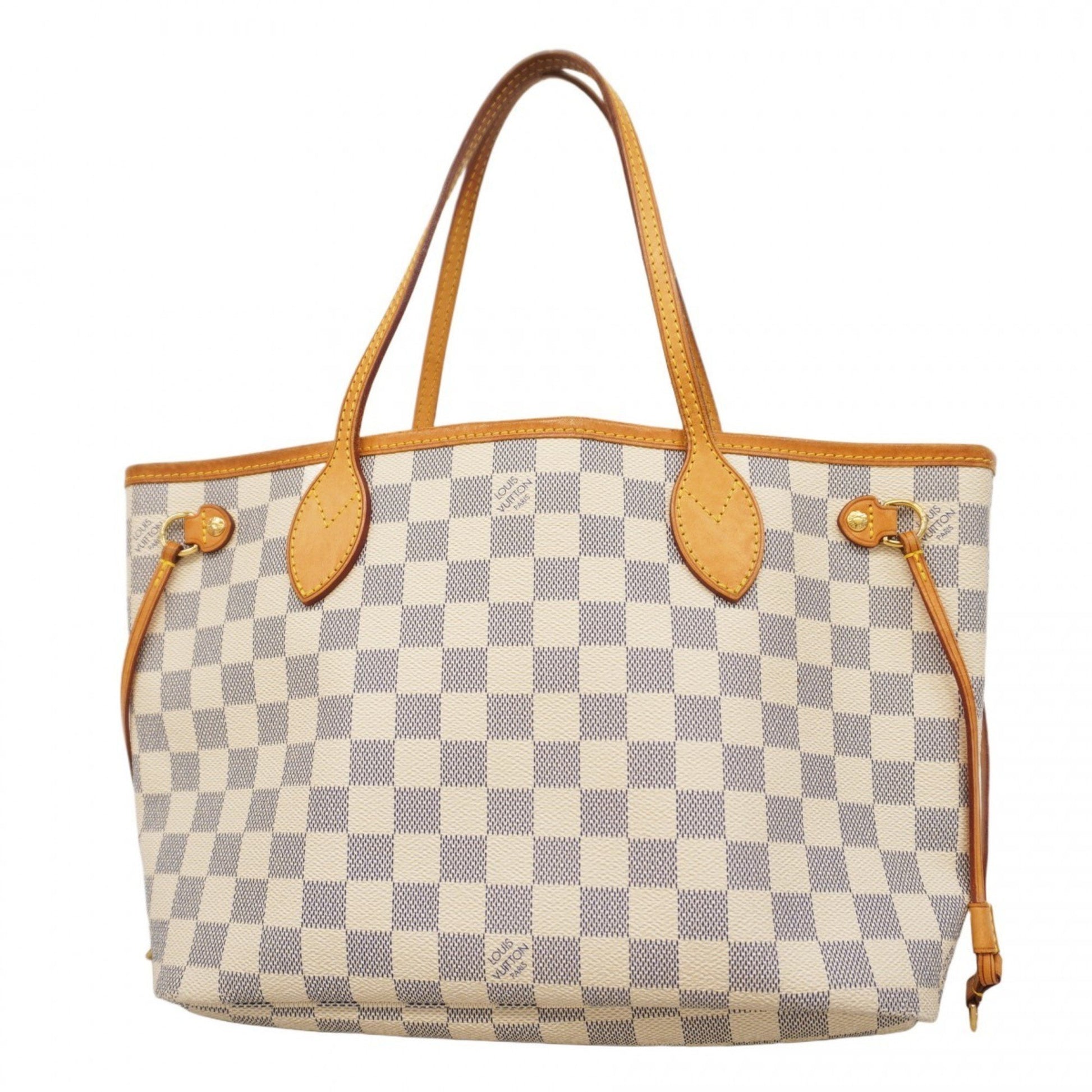 Louis Vuitton Neverfull PM, White, Canvas, tote