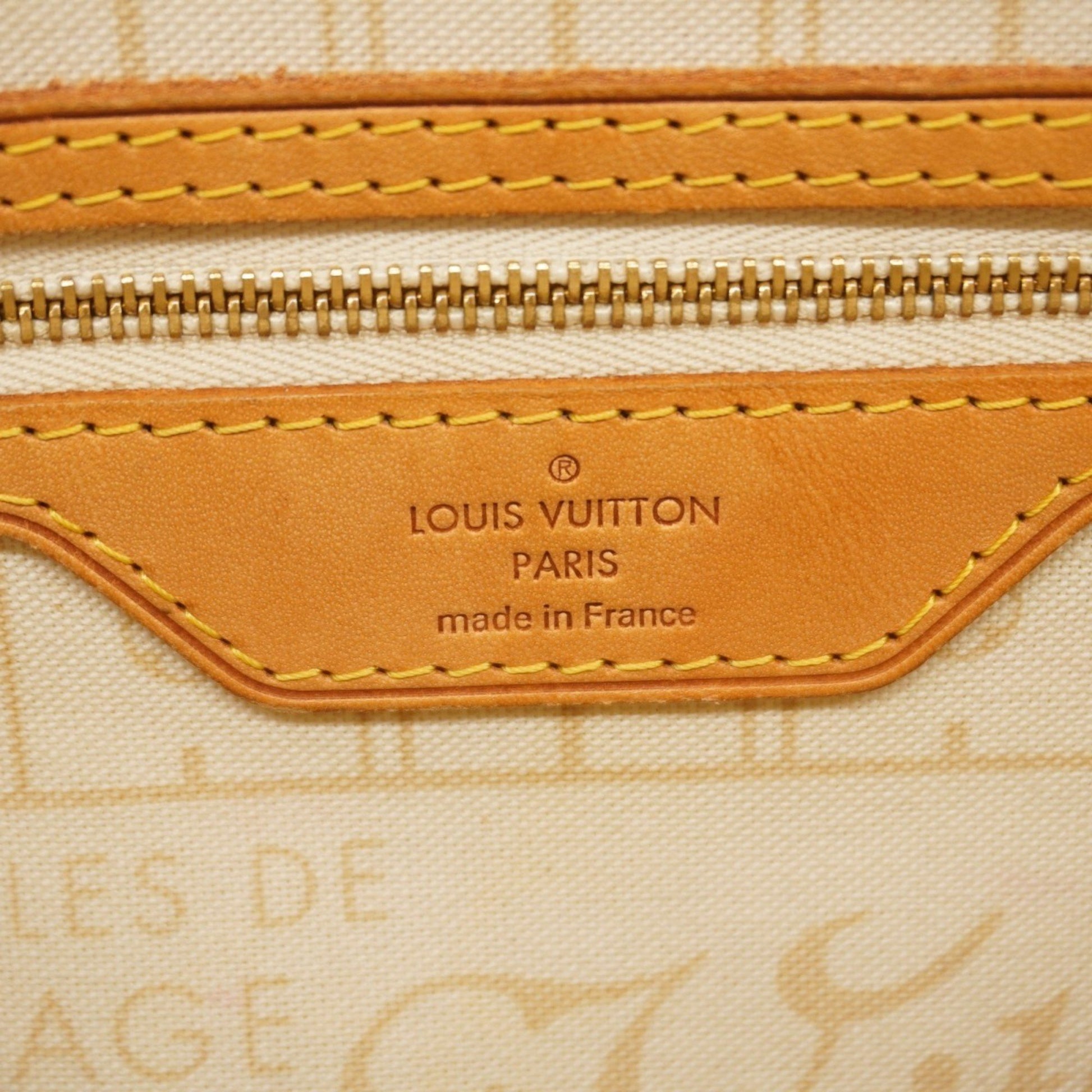 Louis Vuitton Neverfull PM, White, Canvas, tote