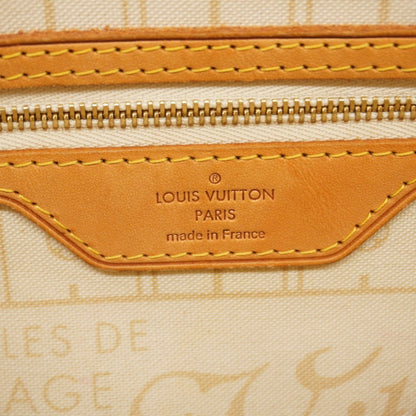 Louis Vuitton Neverfull PM, White, Canvas, tote