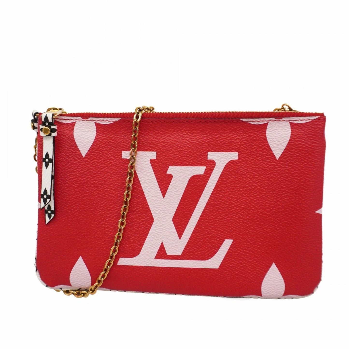 Louis Vuitton Double Zip, Red, Canvas, clutch