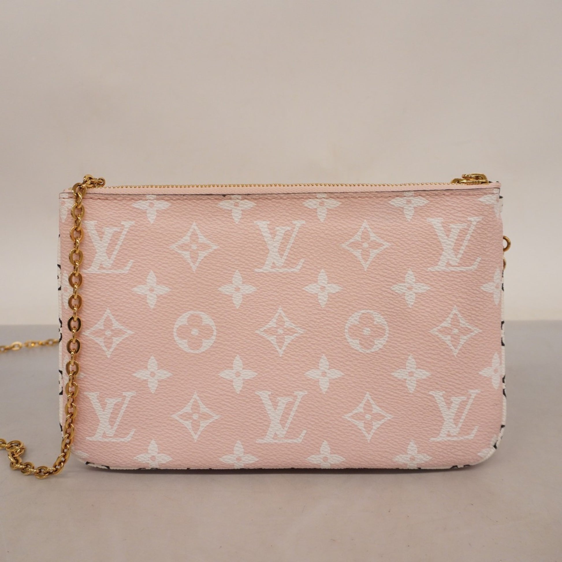 Louis Vuitton Double Zip, Red, Canvas, clutch