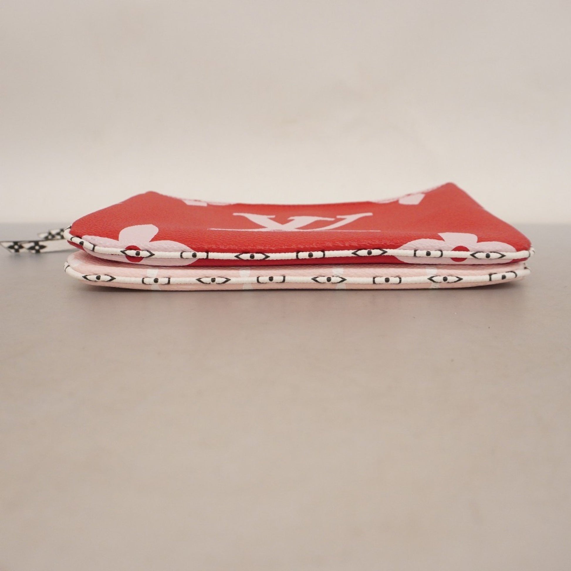 Louis Vuitton Double Zip, Red, Canvas, clutch