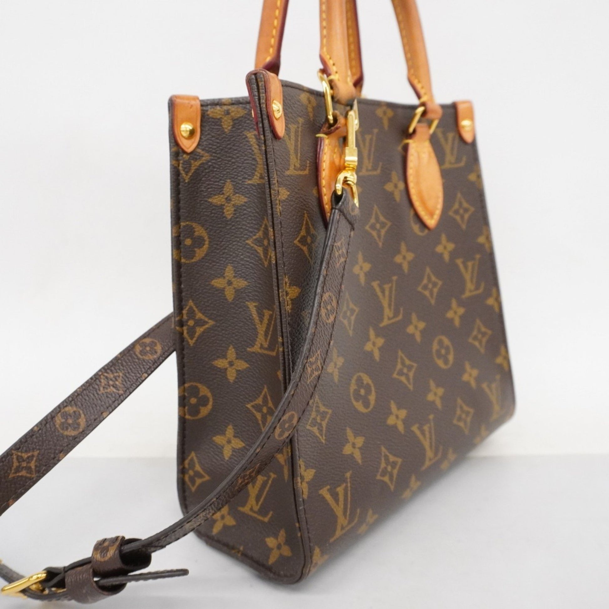 Louis Vuitton Sac Plat, Brown, Canvas, handbag