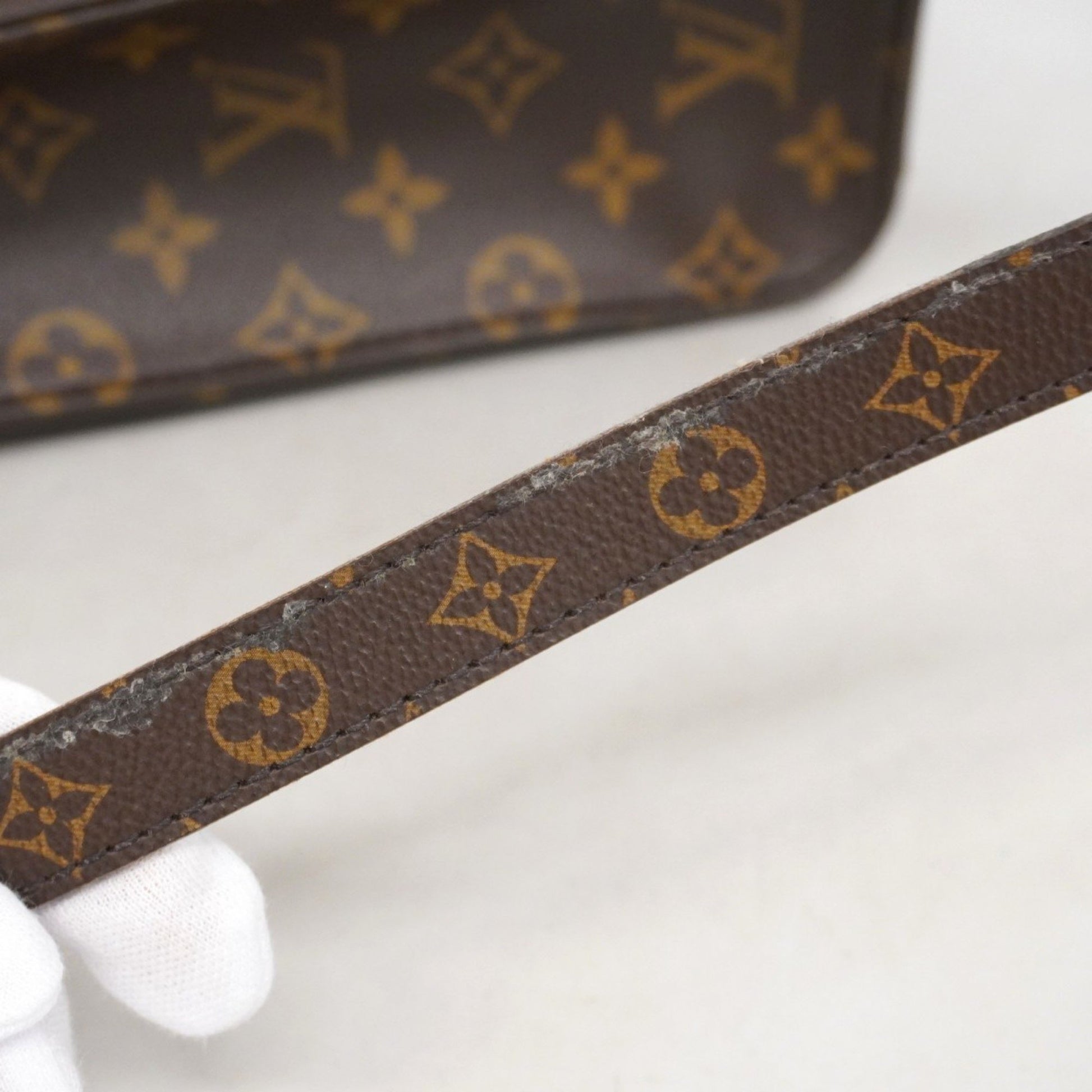 Louis Vuitton Sac Plat, Brown, Canvas, handbag