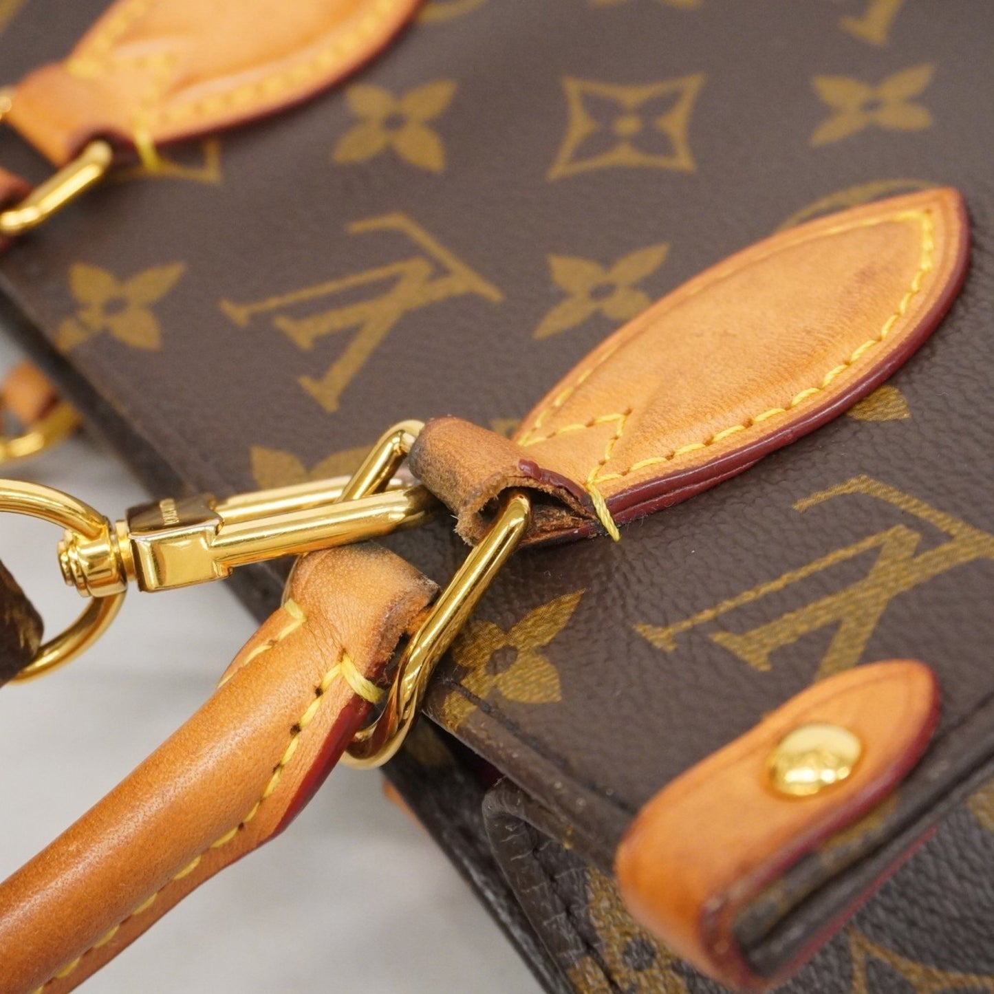 Louis Vuitton Sac Plat, Brown, Canvas, handbag