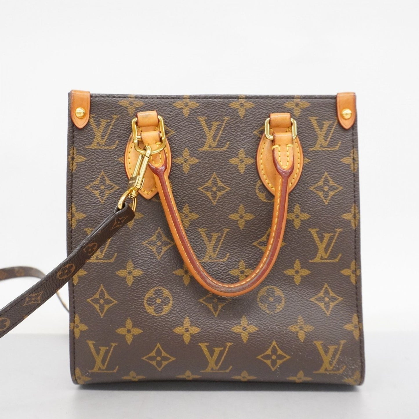 Louis Vuitton Sac Plat, Brown, Canvas, handbag