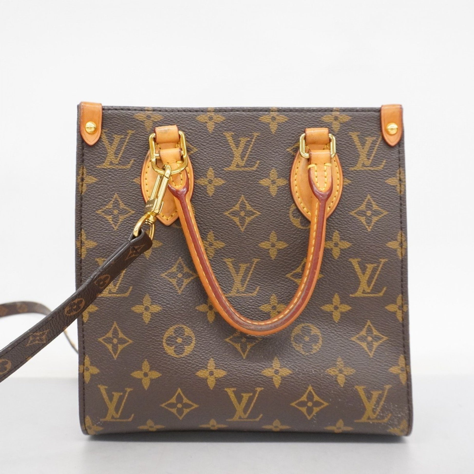 Louis Vuitton Sac Plat, Brown, Canvas, handbag