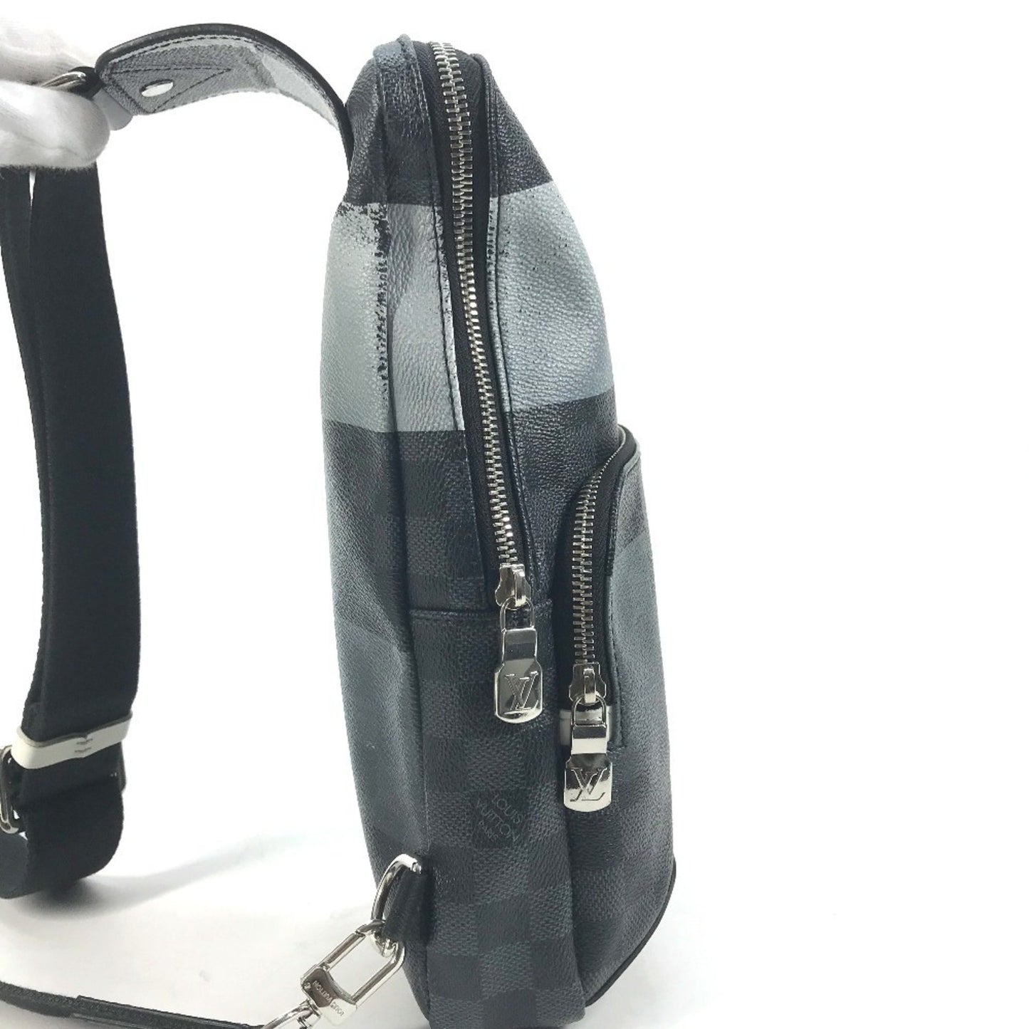 Louis Vuitton Avenue Sling, Black, Canvas, shoulder