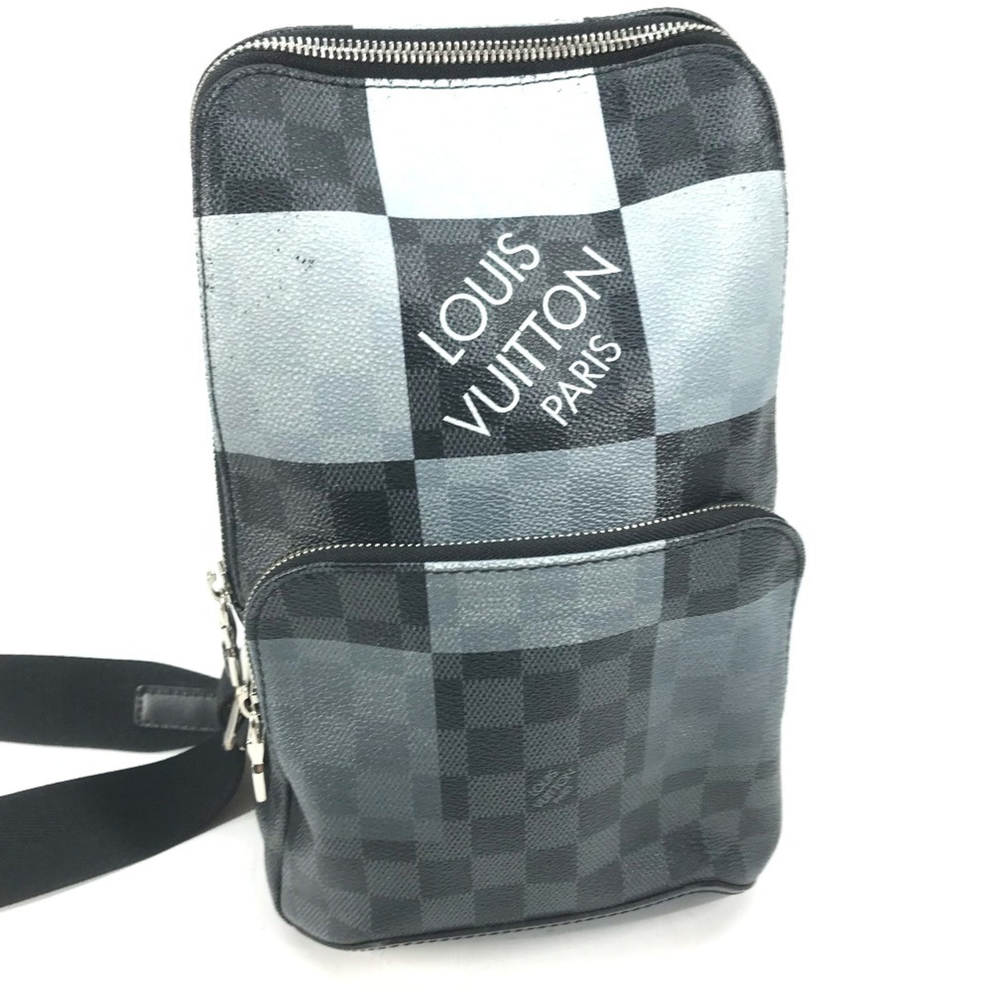 Louis Vuitton Avenue Sling, Black, Canvas, shoulder