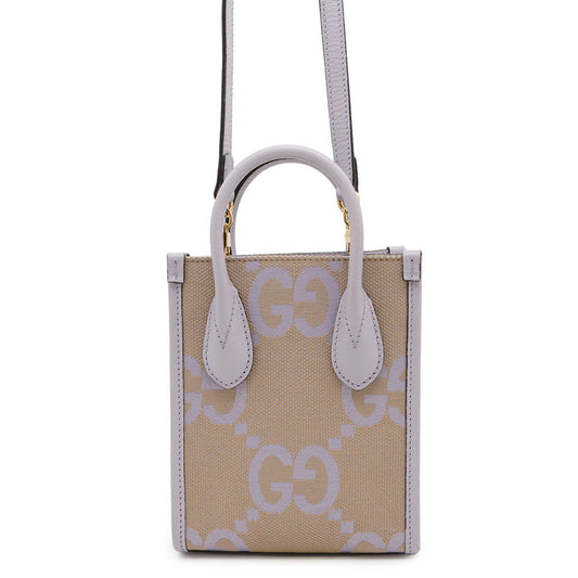 Gucci GG Jumbo, Purple, "CANVAS, LEATHER", handbag