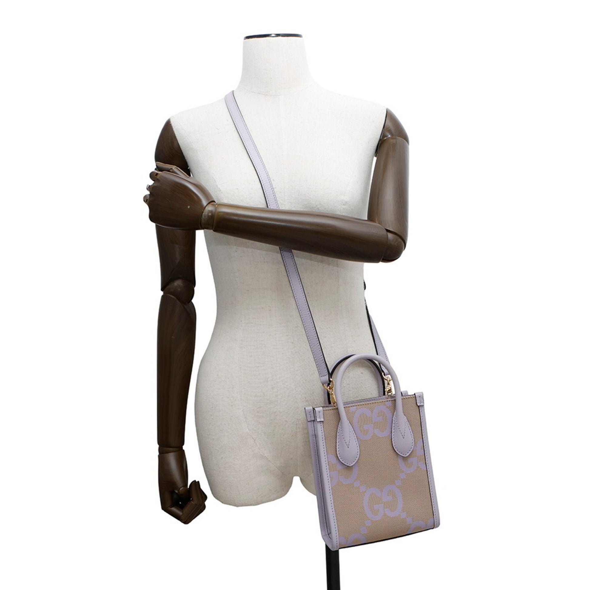 Gucci GG Jumbo, Purple, "CANVAS, LEATHER", handbag