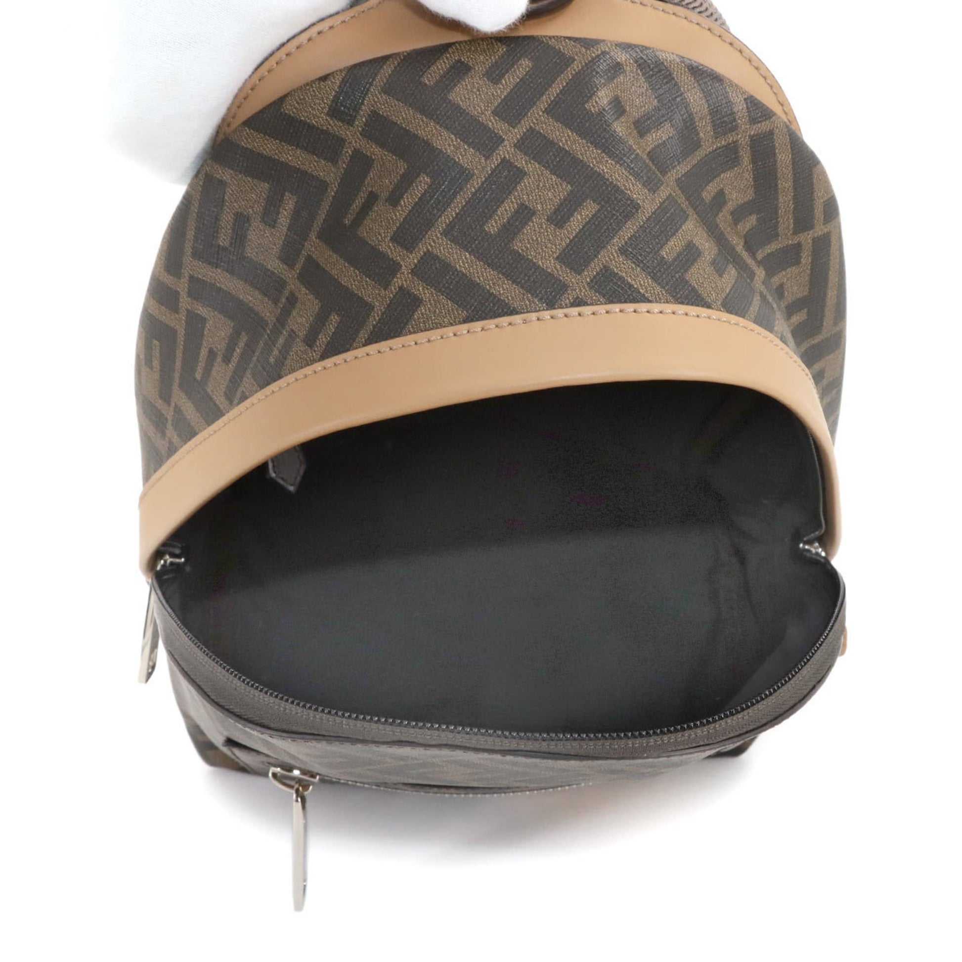Fendi FF, Brown, Canvas, backpack