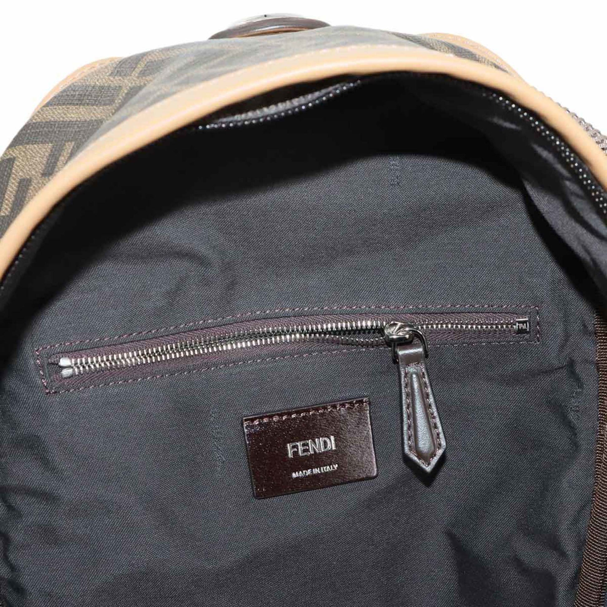 Fendi FF, Brown, Canvas, backpack