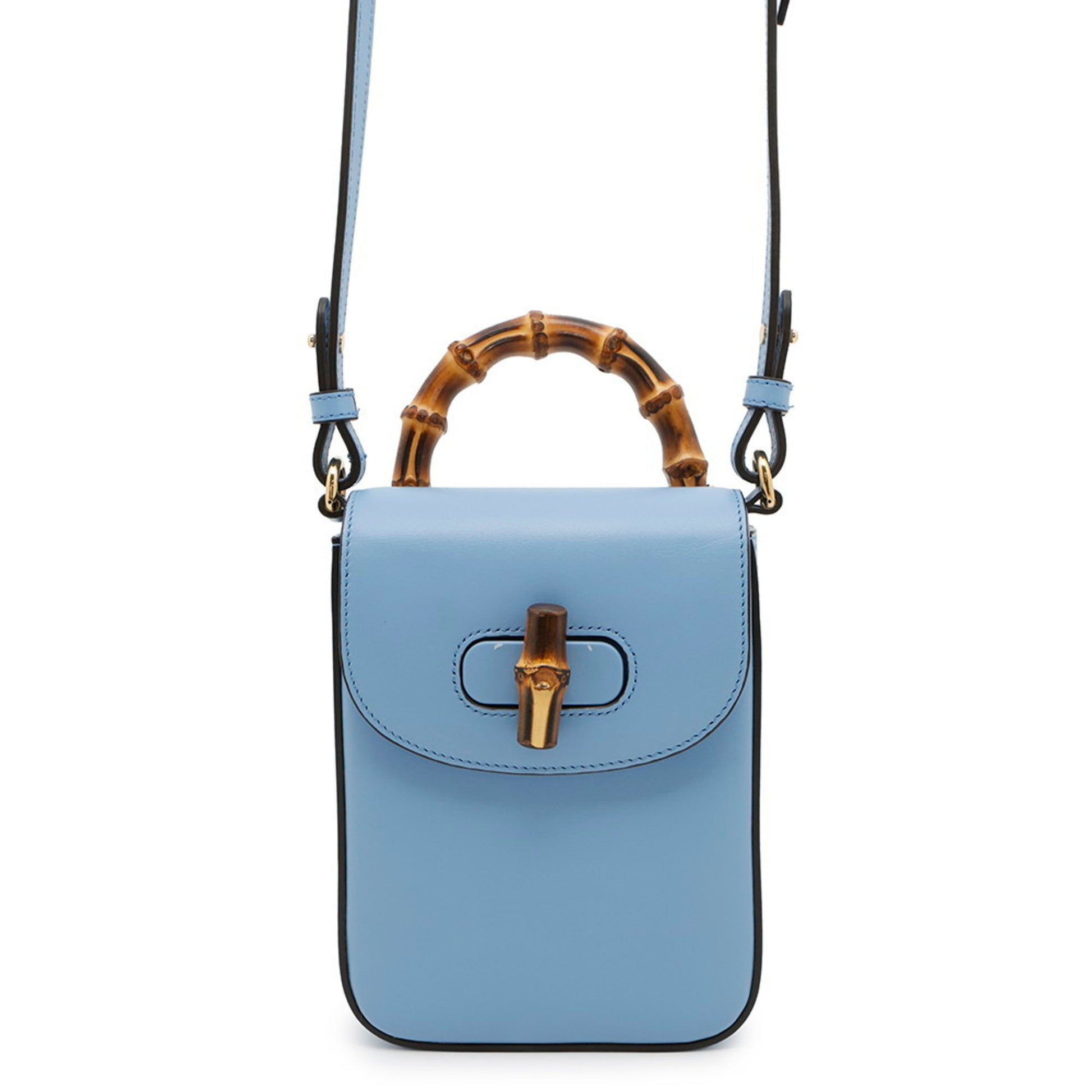 Gucci Bamboo, Blue, Leather, clutch