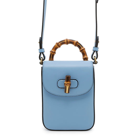 Gucci Bamboo, Blue, Leather, clutch