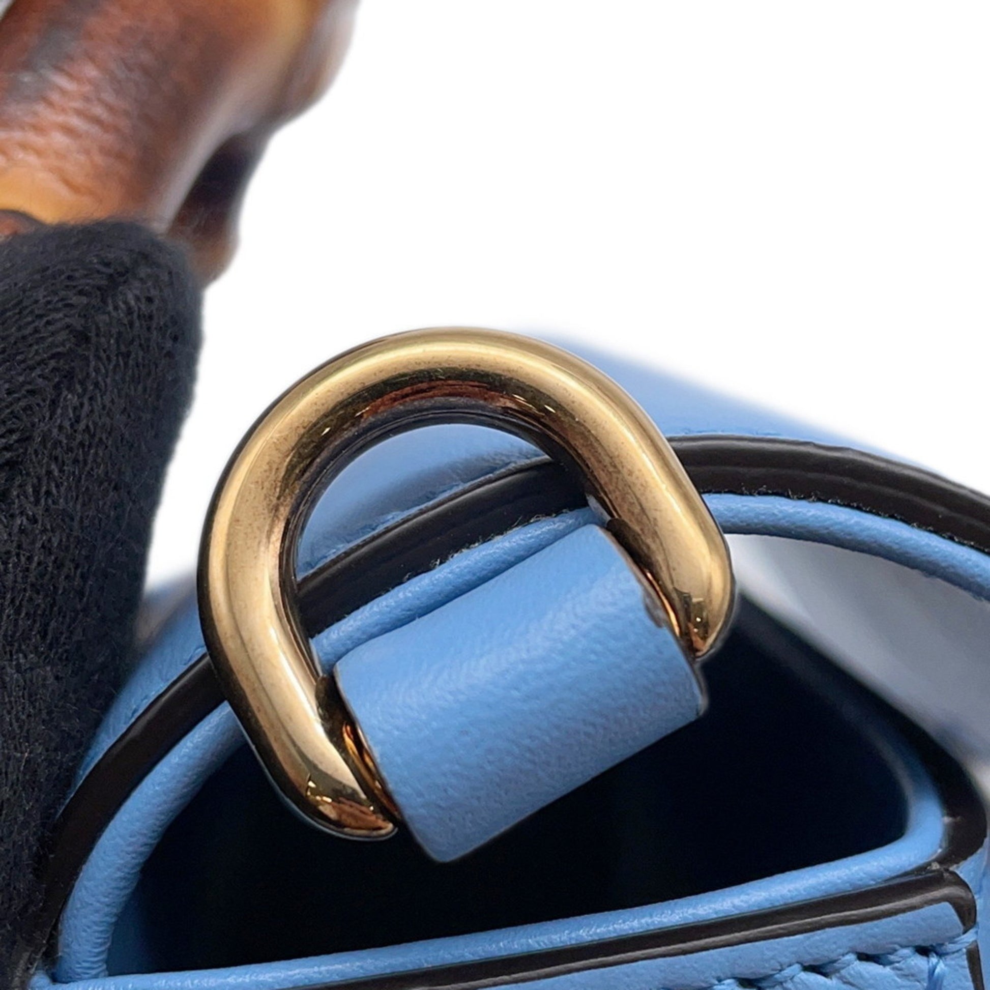 Gucci Bamboo, Blue, Leather, clutch