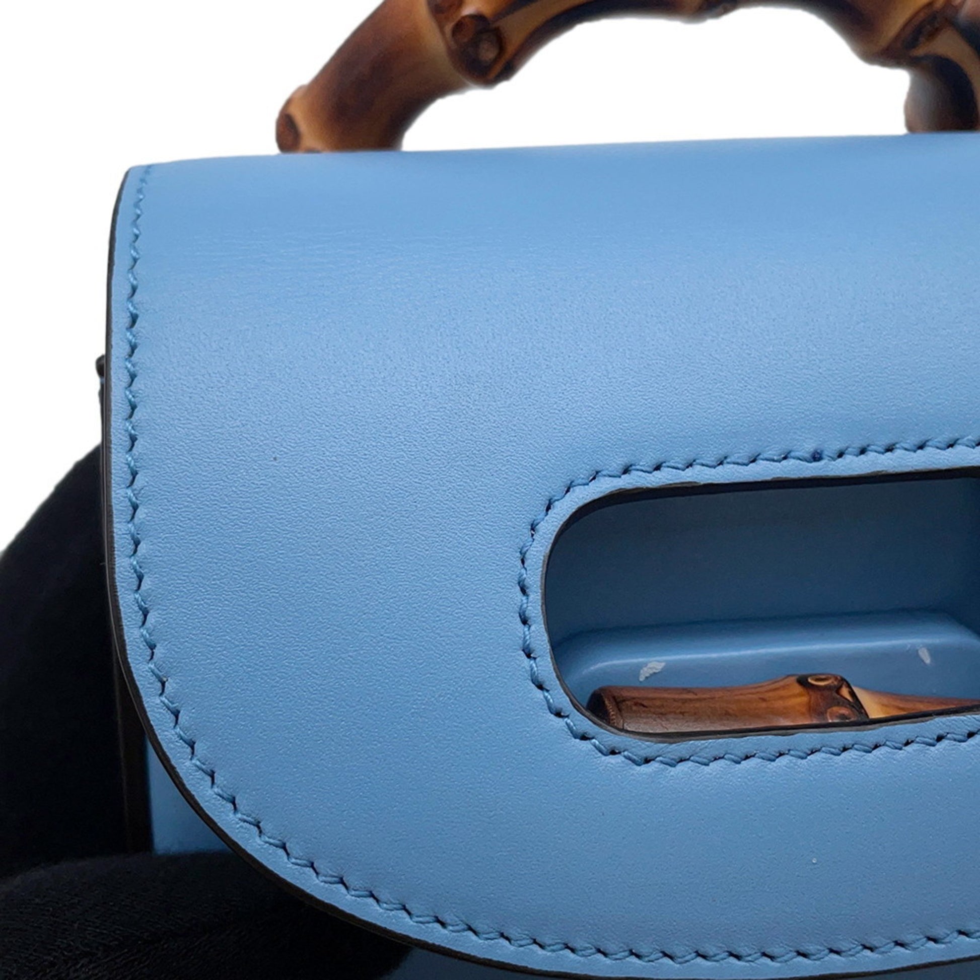 Gucci Bamboo, Blue, Leather, clutch