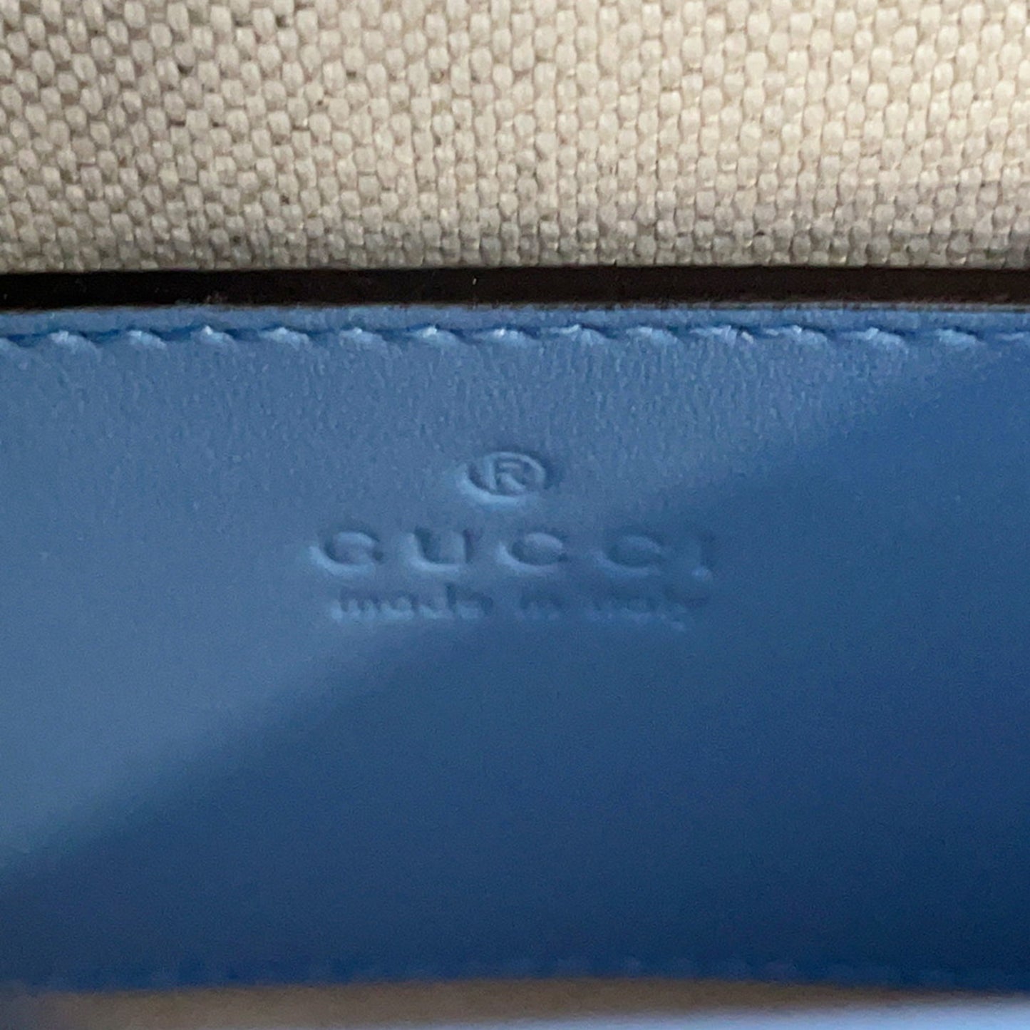 Gucci Bamboo, Blue, Leather, clutch
