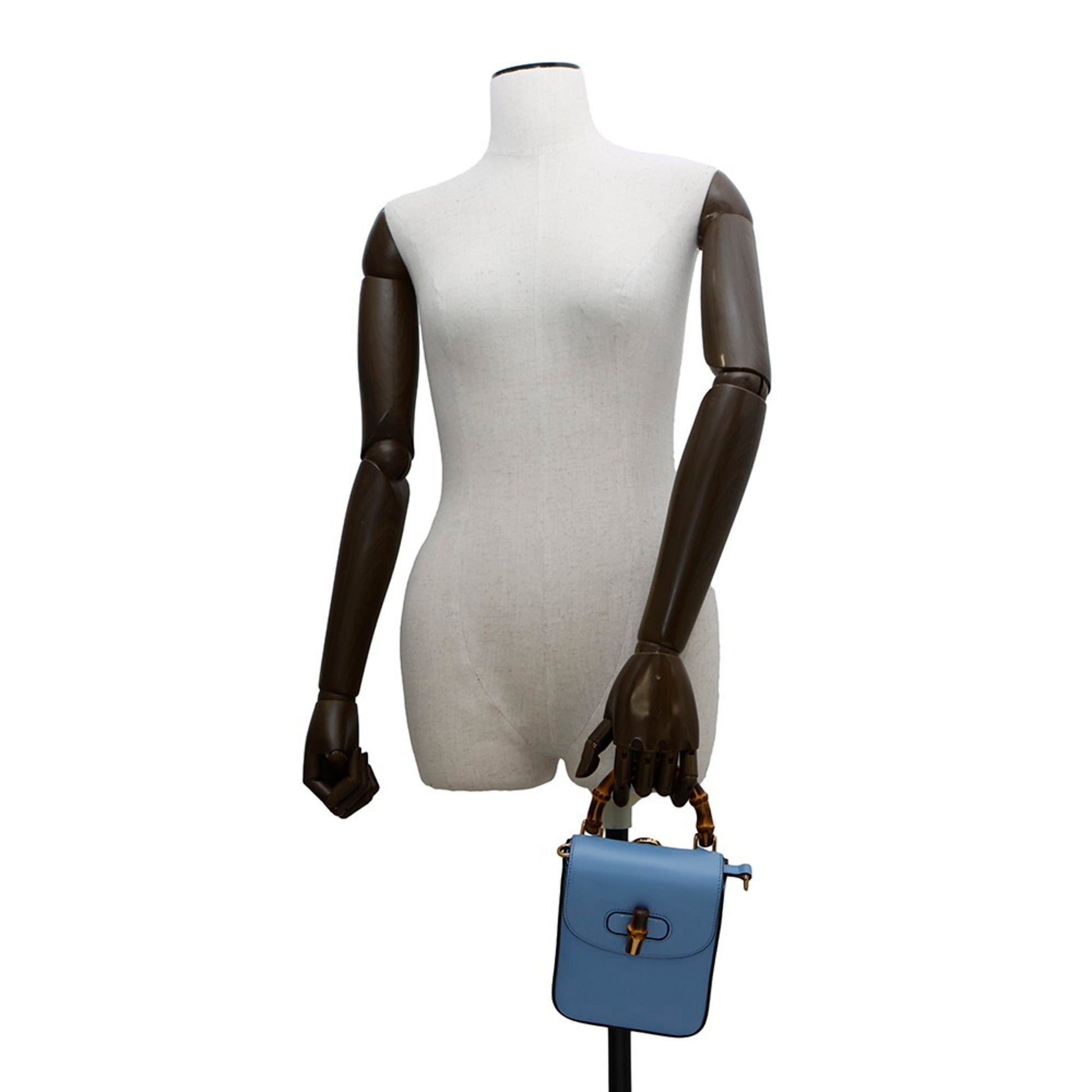 Gucci Bamboo, Blue, Leather, clutch