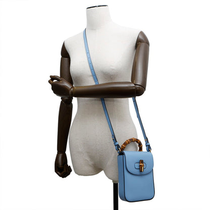 Gucci Bamboo, Blue, Leather, clutch