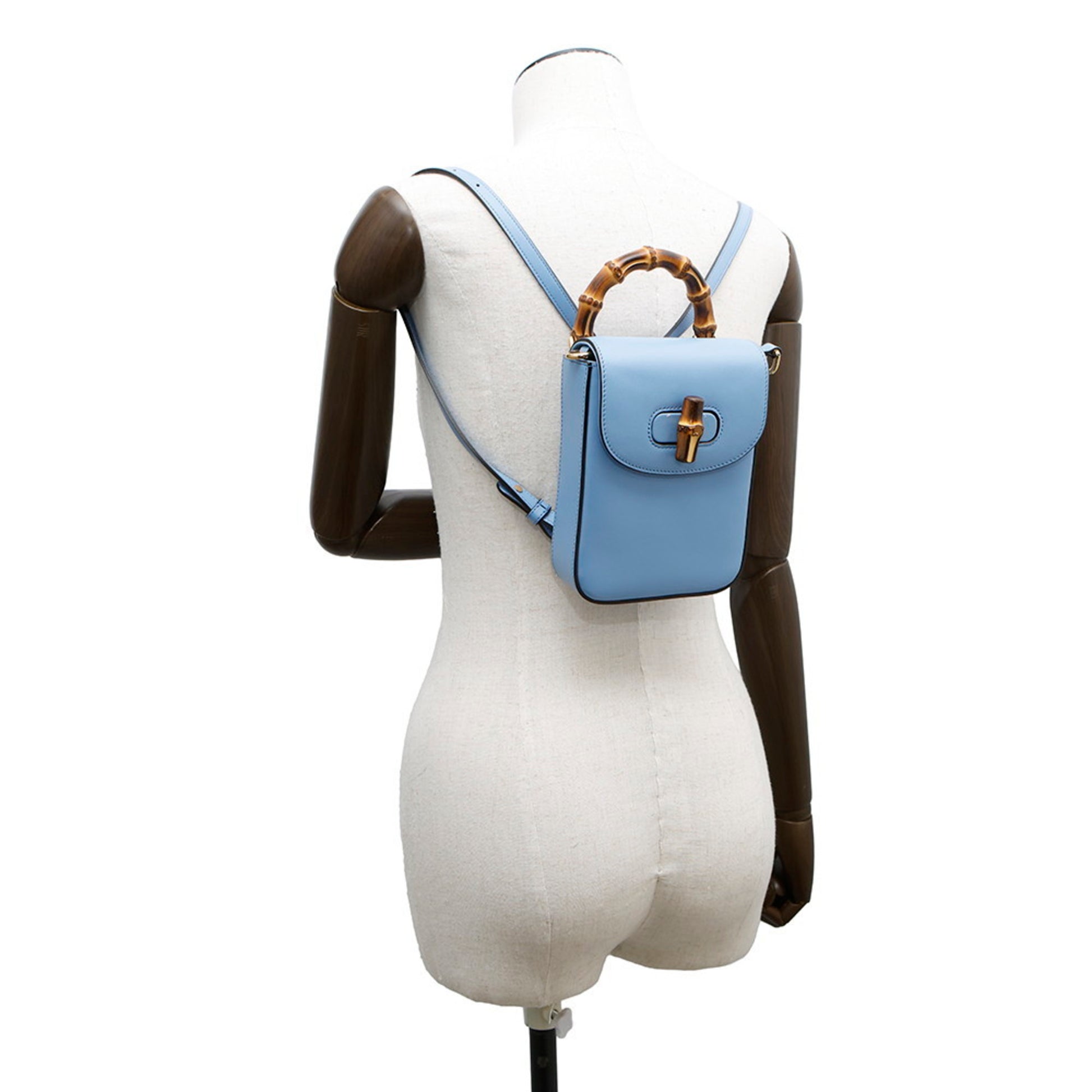 Gucci Bamboo, Blue, Leather, clutch