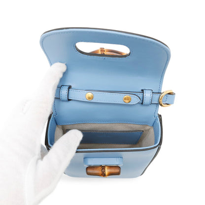 Gucci Bamboo, Blue, Leather, clutch
