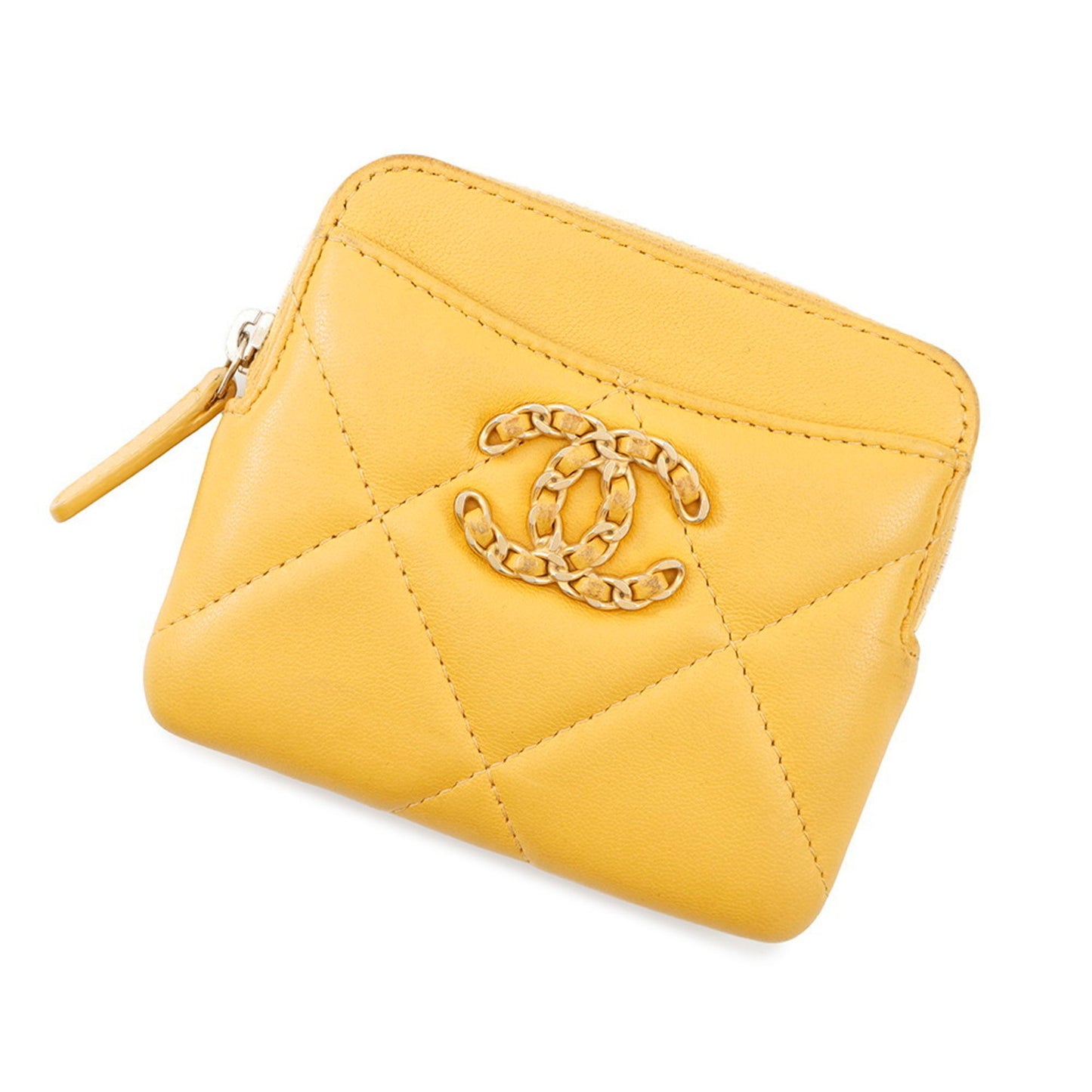 Chanel Porte carte, Yellow, Leather, wallet
