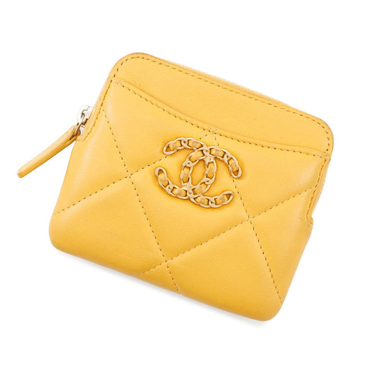 Chanel Porte carte, Yellow, Leather, wallet