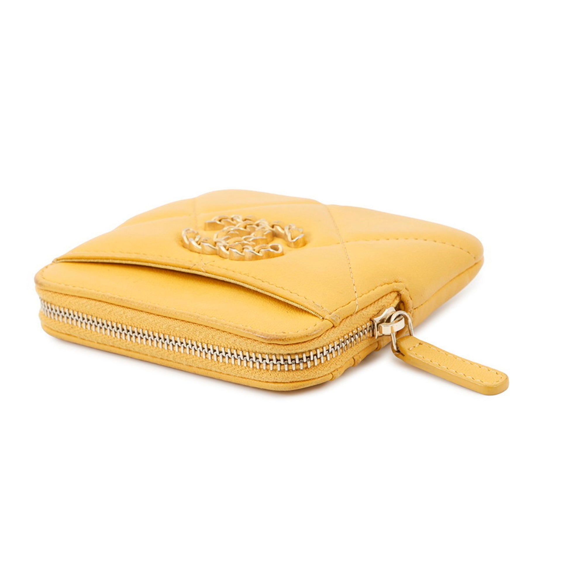 Chanel Porte carte, Yellow, Leather, wallet
