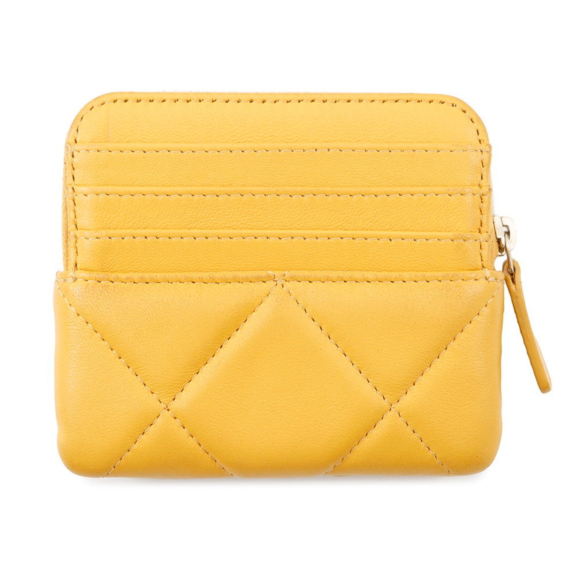 Chanel Porte carte, Yellow, Leather, wallet