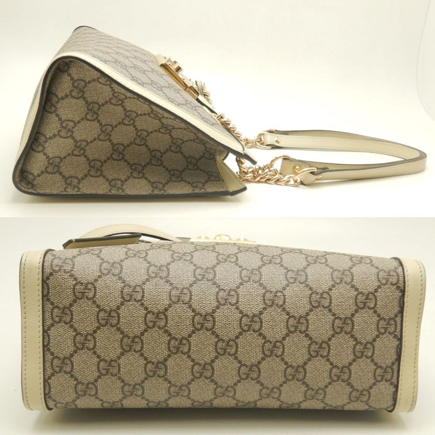 Gucci Padlock, Beige, Canvas, shoulder