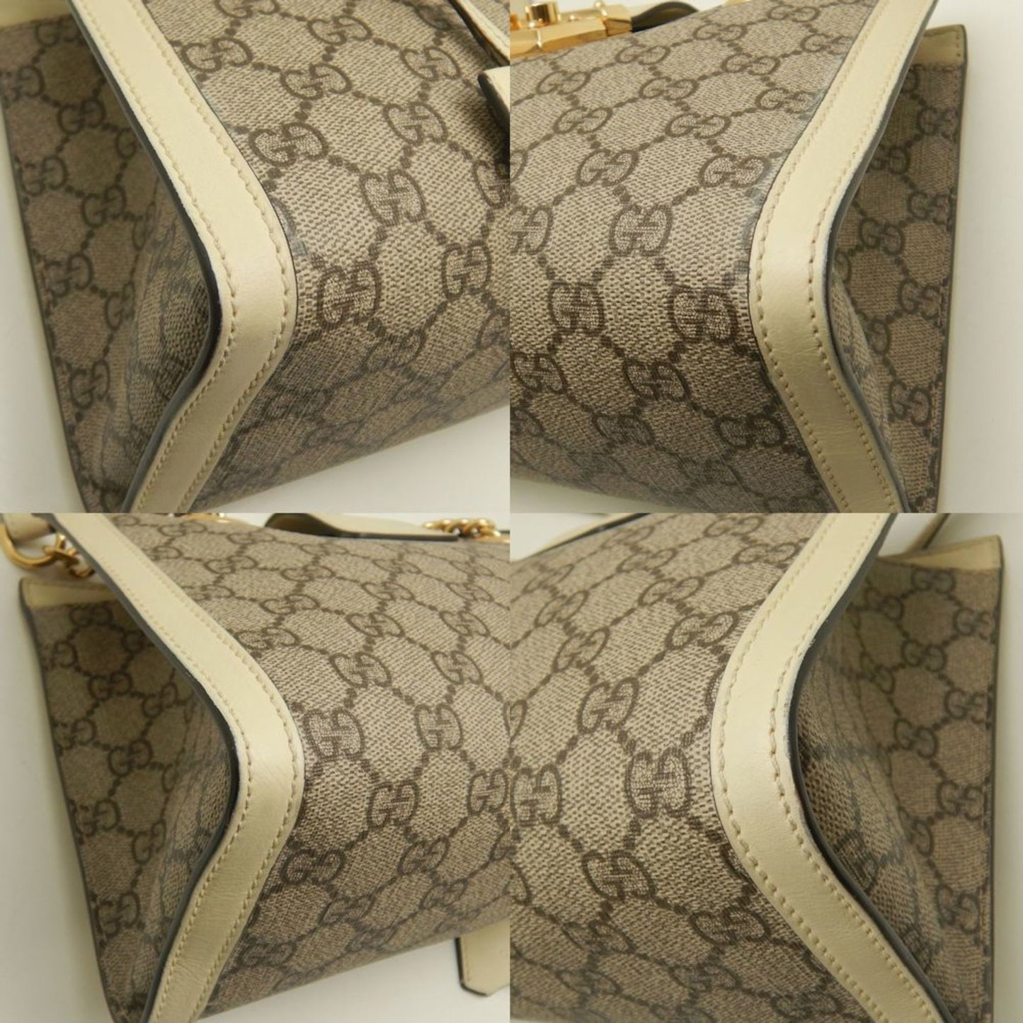 Gucci Padlock, Beige, Canvas, shoulder