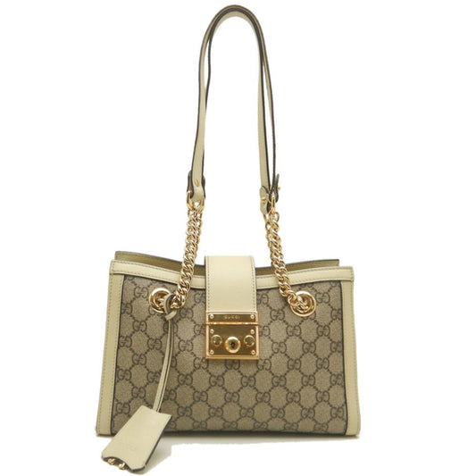 Gucci Padlock, Beige, Canvas, shoulder