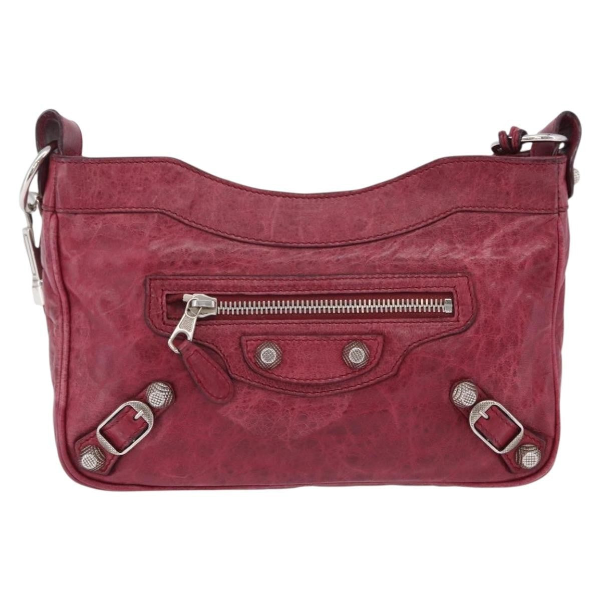 Balenciaga Hip Giant Studs Leather, Red, Leather, Crossbody Bag