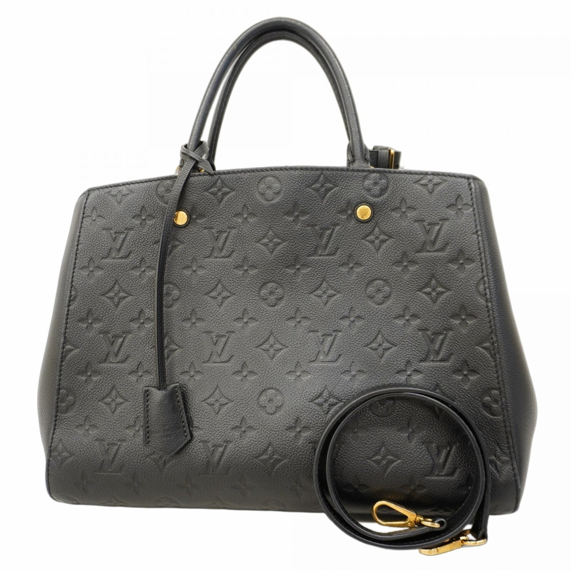 Louis Vuitton Montaigne, Black, Leather, handbag