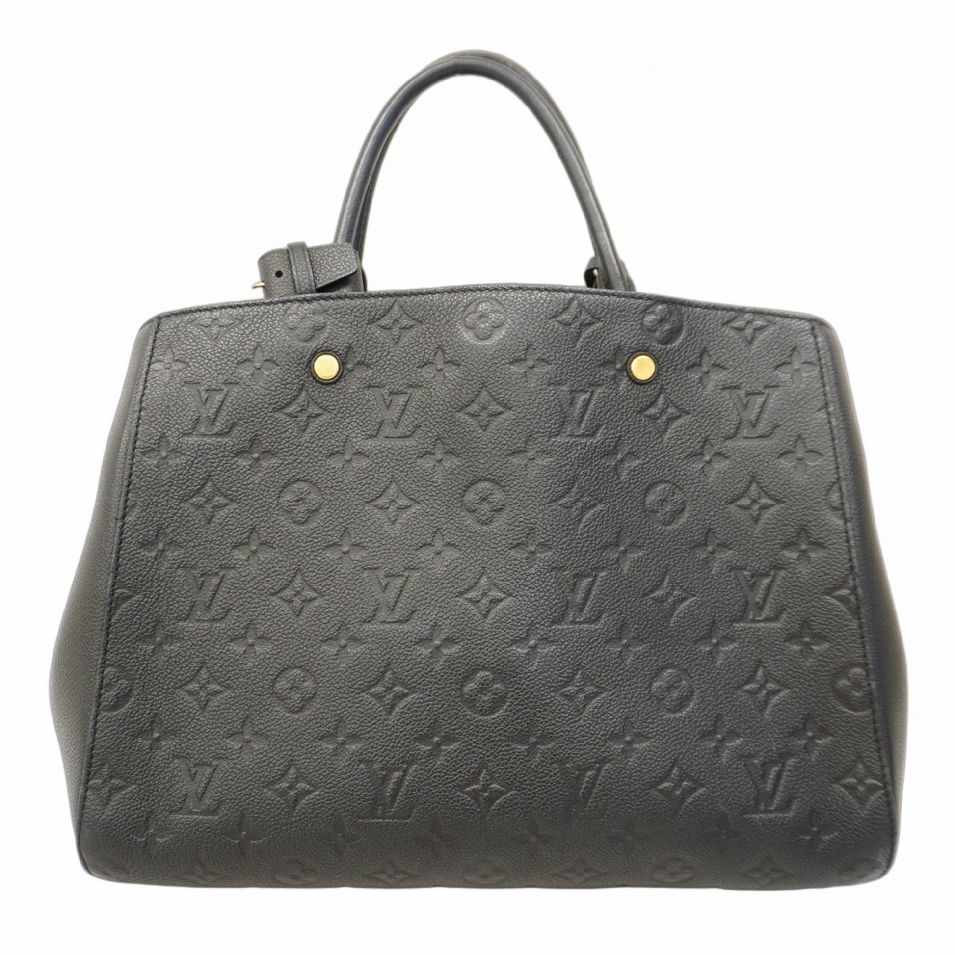 Louis Vuitton Montaigne, Black, Leather, handbag
