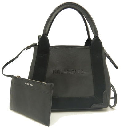 Balenciaga Navy Cabas, Black, "CANVAS, LEATHER", handbag
