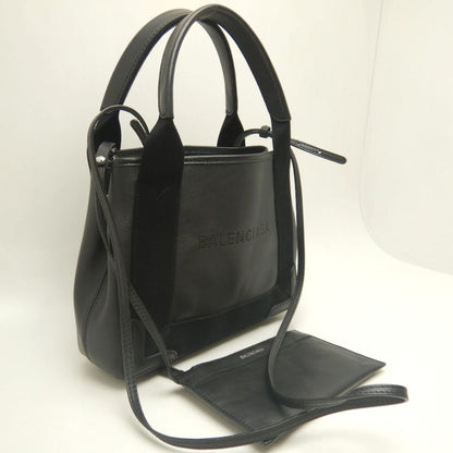 Balenciaga Navy Cabas, Black, "CANVAS, LEATHER", handbag