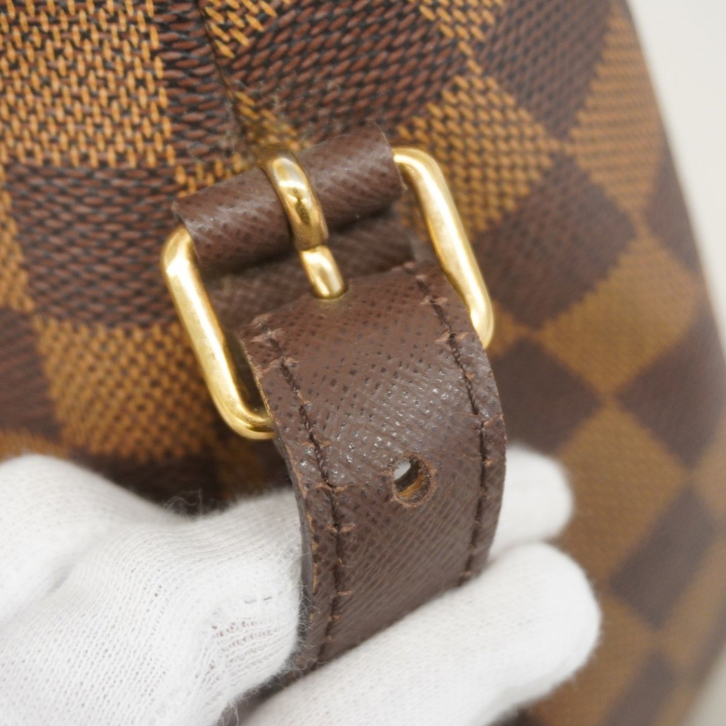 Louis Vuitton Belem MM, Brown, Canvas, shoulder