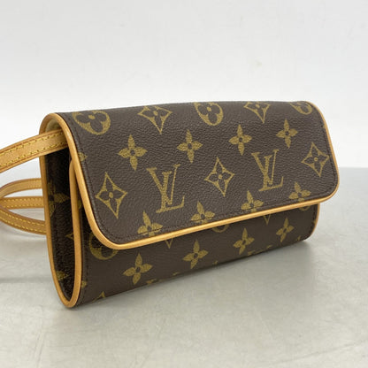 Louis Vuitton Pochette twin, Brown, Canvas, shoulder