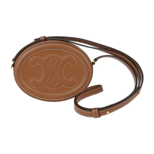 Céline Triomphe, Brown, Leather, shoulder
