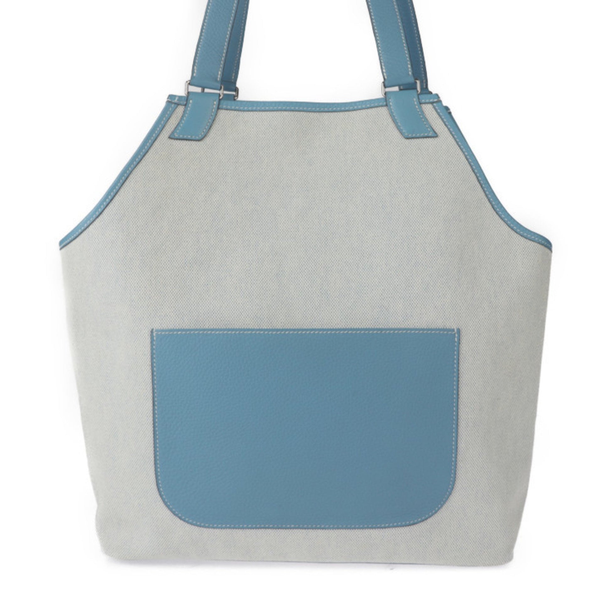 Hermès Jardinier, GRAY, "CANVAS, LEATHER", tote
