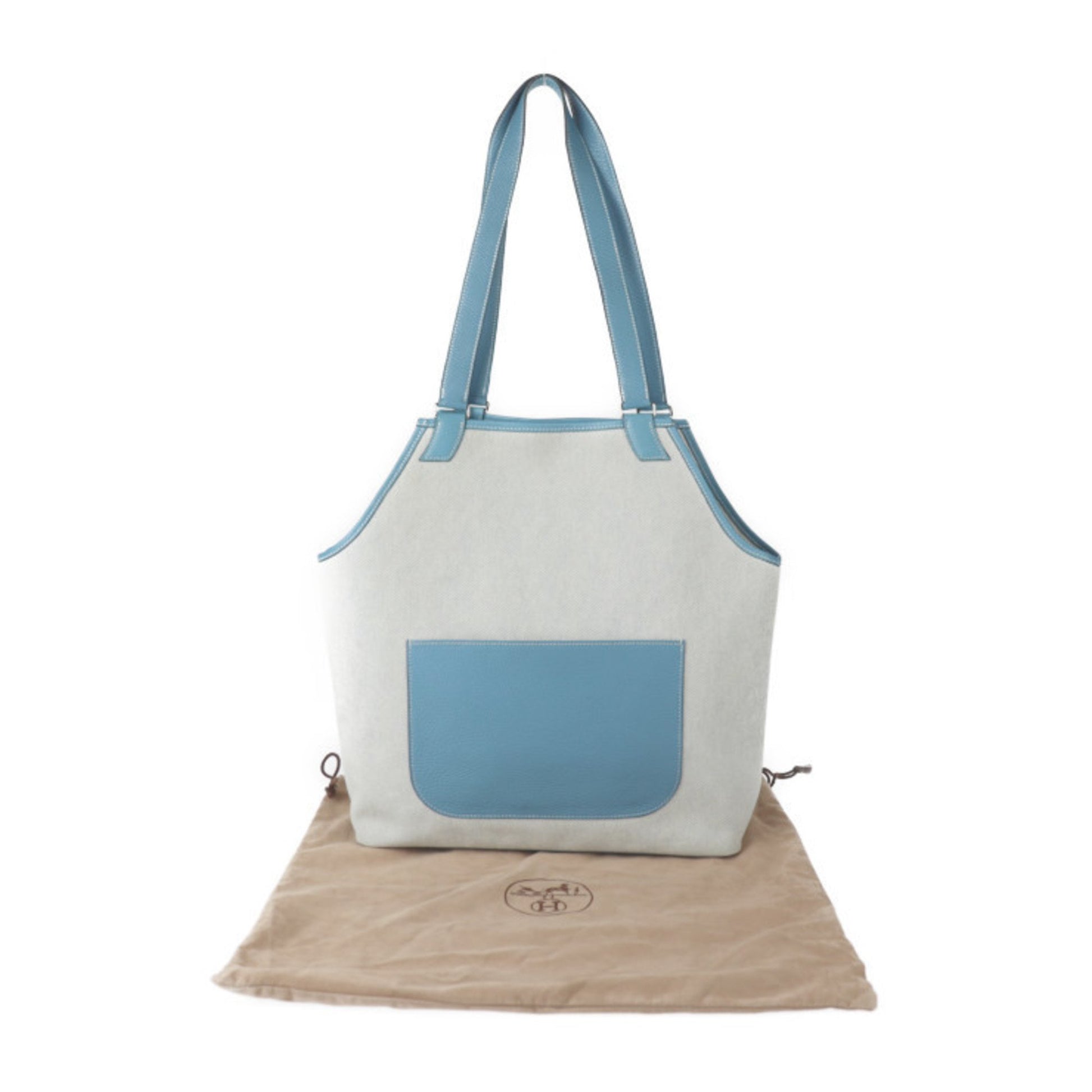 Hermès Jardinier, GRAY, "CANVAS, LEATHER", tote