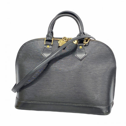 Louis Vuitton Alma, Black, Leather, handbag